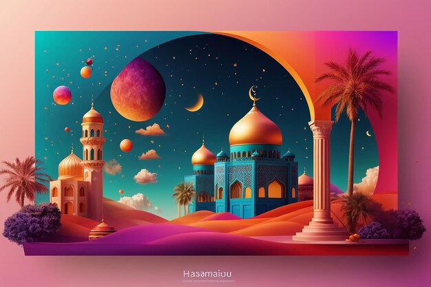 Free vector gradient ramadan landing page template