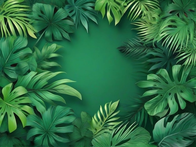 Free vector green tropical leaves copy space background