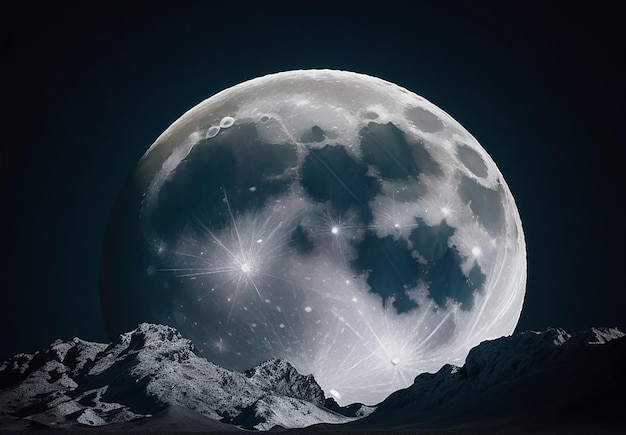 Free vector grey full moon illustration on night background