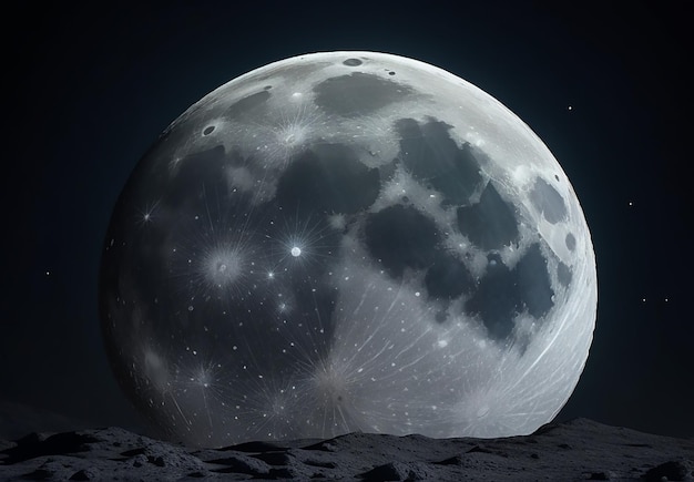 Free vector grey full moon illustration on night background