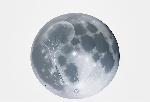 Free vector grey full moon illustration on white background