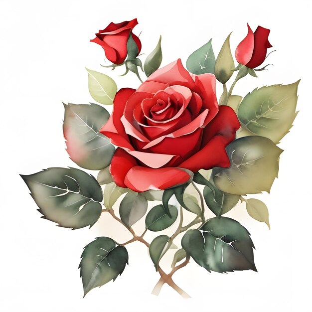 Free vector hand drawn vector red rose flower