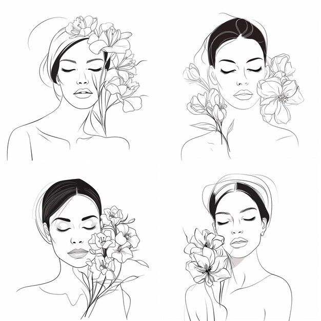 Photo free vector hand drawn woman with flowers illustration