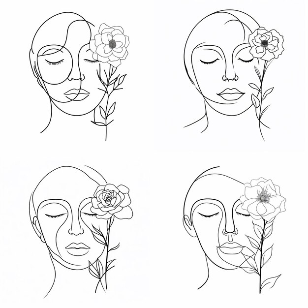 Photo free vector hand drawn woman with flowers illustration