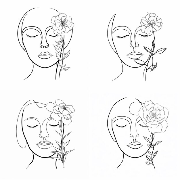 Photo free vector hand drawn woman with flowers illustration