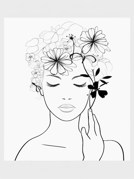 Photo free vector hand drawn woman with flowers illustration