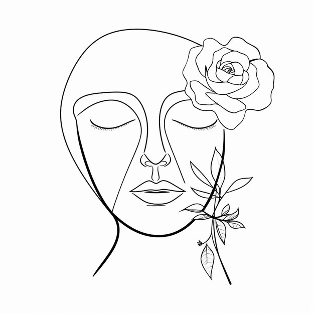 フリーベクトル 手描きの花の女性 イラスト