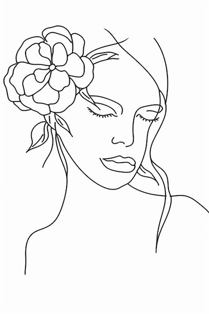 free vector hand drawn woman with flowers illustration