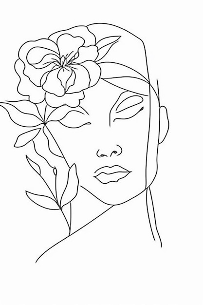 free vector hand drawn woman with flowers illustration