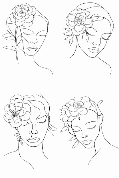 free vector hand drawn woman with flowers illustration