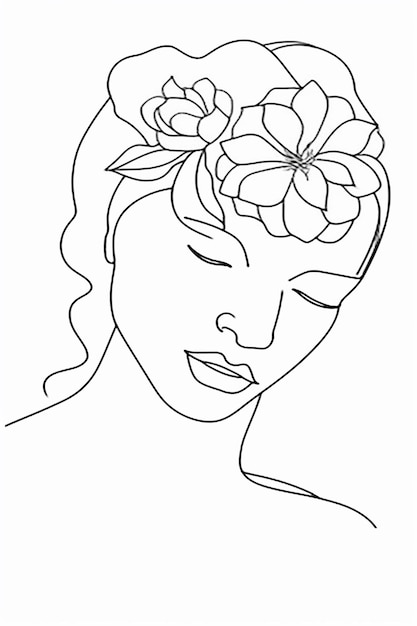 フリーベクトル 手描きの花の女性 イラスト