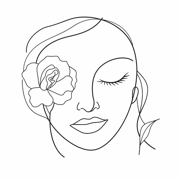 free vector hand drawn woman with flowers illustration