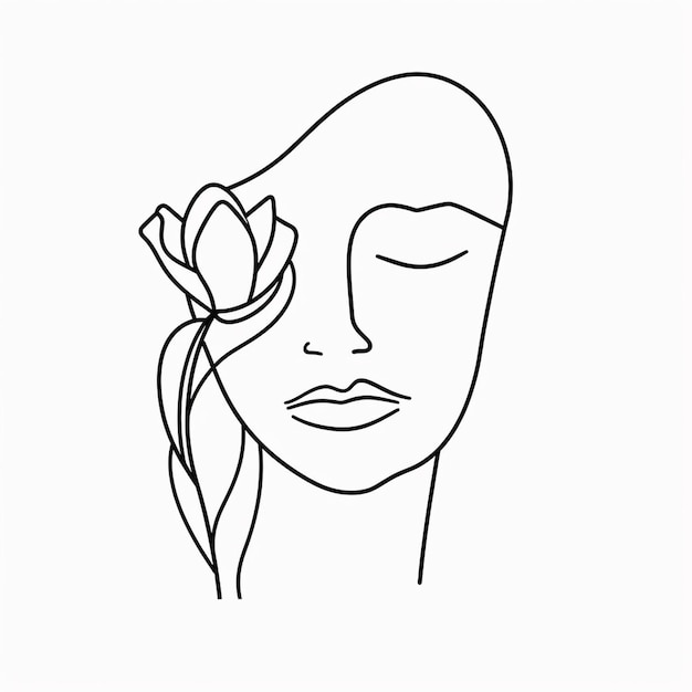free vector hand drawn woman with flowers illustration