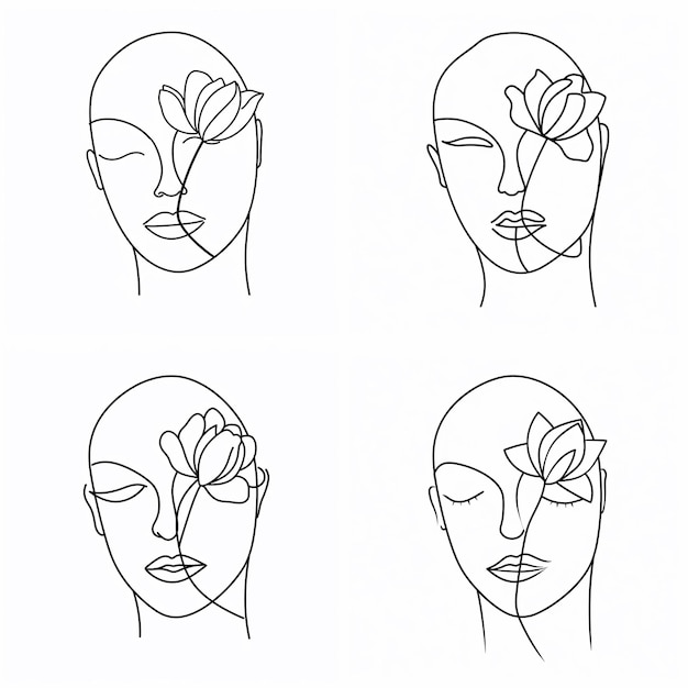 Photo free vector hand drawn woman with flowers illustration