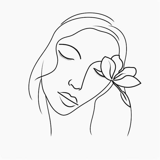 free vector hand drawn woman with flowers illustration