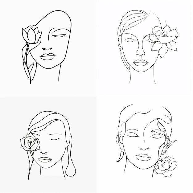 Free vector hand drawn woman with flowers illustration