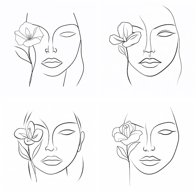 Photo free vector hand drawn woman with flowers illustration