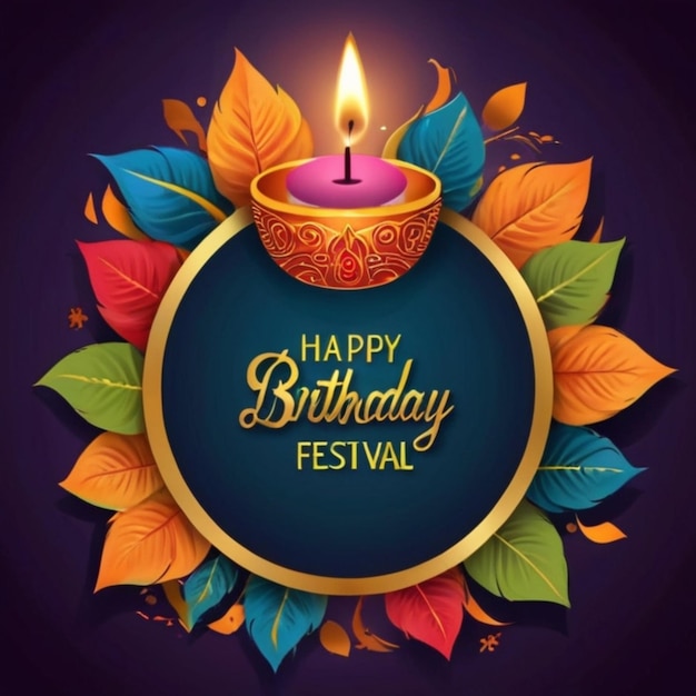 Free vector happy Birthday cultural hindu festival wishes celebration card vector