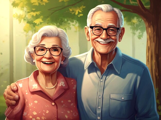 Photo free vector happy couple day of the elders