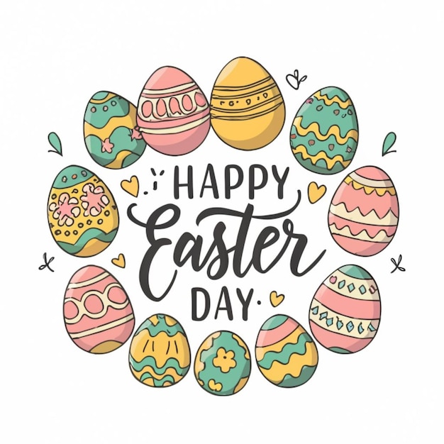 Free vector happy easter day with hand drawn design Flaming color on white