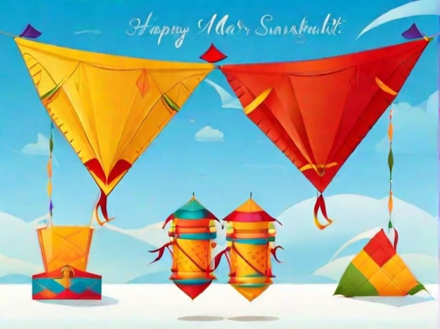 Photo free vector happy maker sankranti festival with two kite