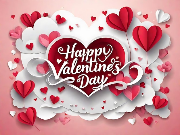 Free Vector Happy Valentines Day in Paper Style