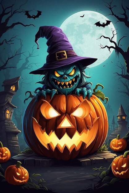 Free vector illustration of Halloween Monster Pumpkin