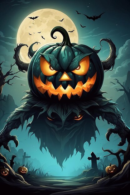 Free vector illustration of Halloween Monster Pumpkin