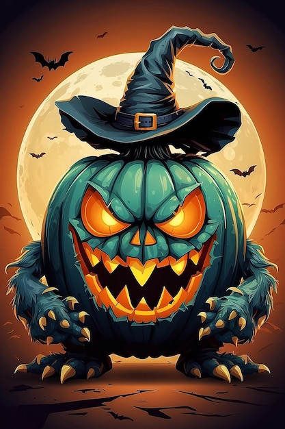 Free vector illustration of Halloween Monster Pumpkin