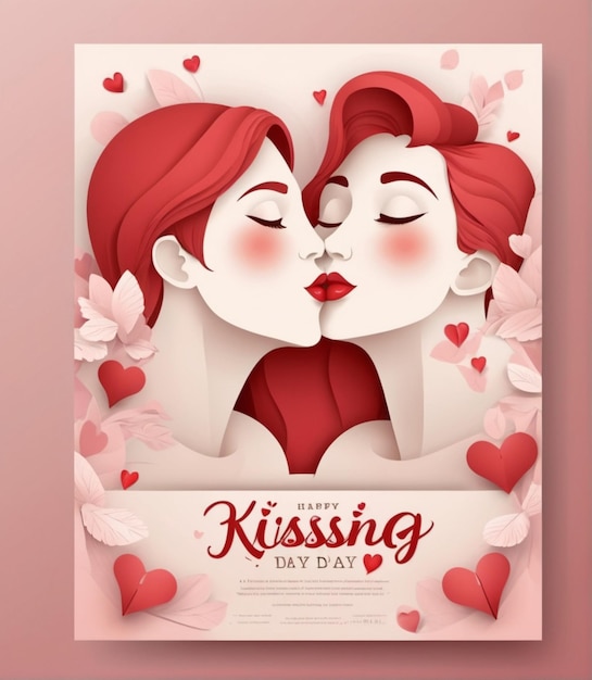 Free vector international kissing day illustration in paper style