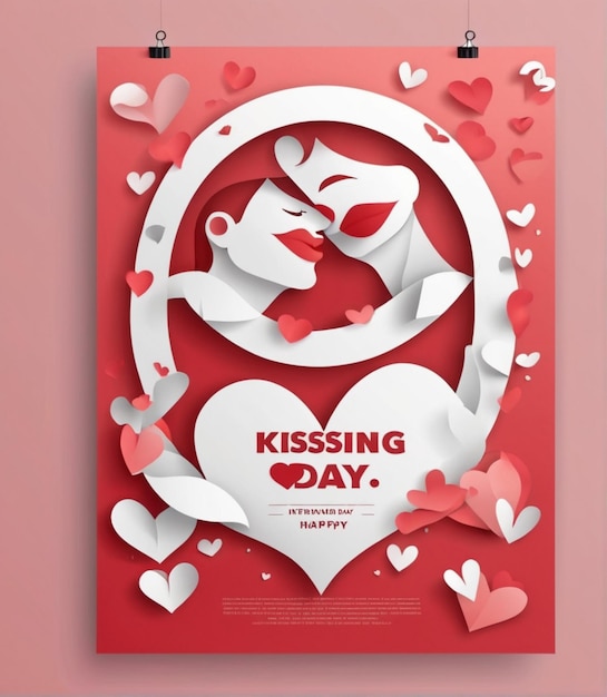 Бесплатная векторная иллюстрация Международного дня поцелуев в бумажном стиле