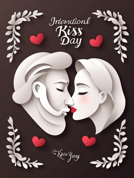 Free vector international kissing day illustration in paper style