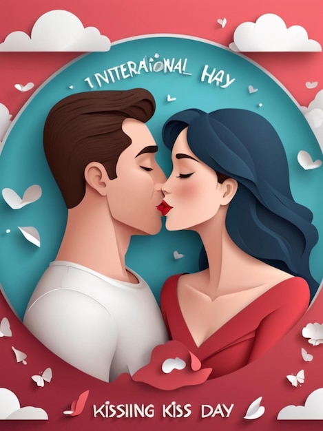 Foto illustrazione gratuita del giorno internazionale del bacio in stile cartaceo