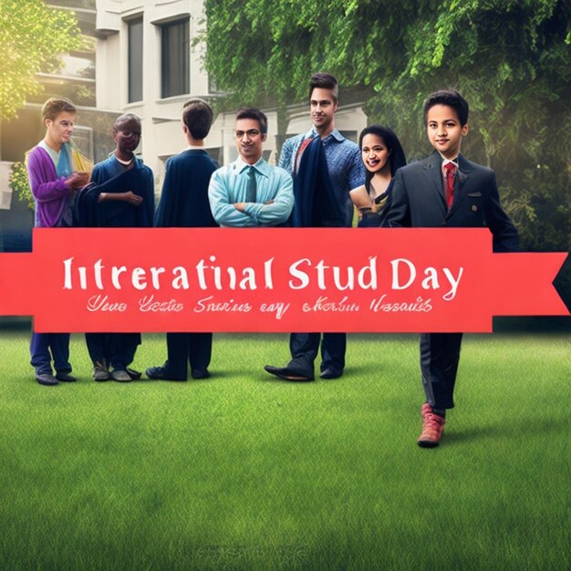 Photo free vector international student day banner design t shirt design