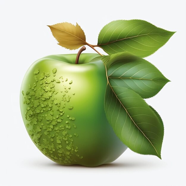 Free vector isolated wet green apple with water drops transparent