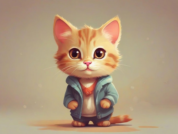 Бесплатный вектор маленький милый кот мультфильмный персонаж