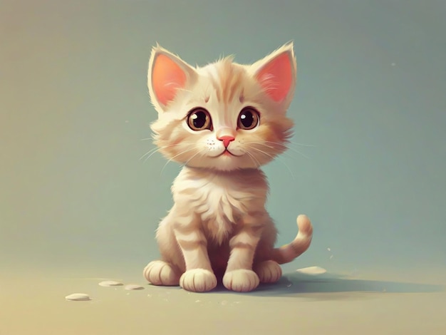 Free vector little cute cat cartoon character