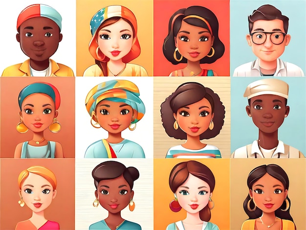 Free vector multiracial group of different people Diverse Ethnicities AI GENERATED