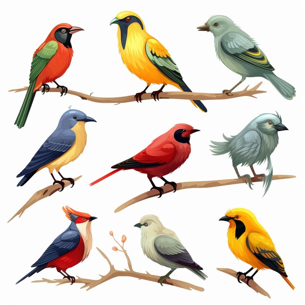 Photo free vector pack of exotic birds realistic style