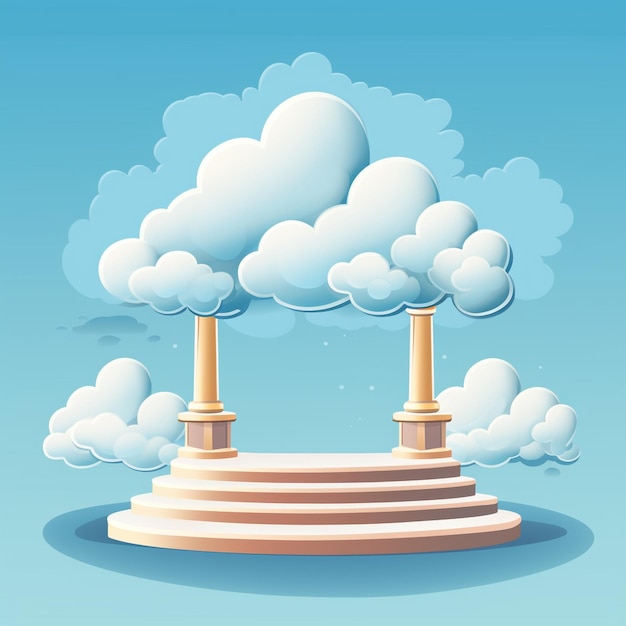 Free vector podium with clouds