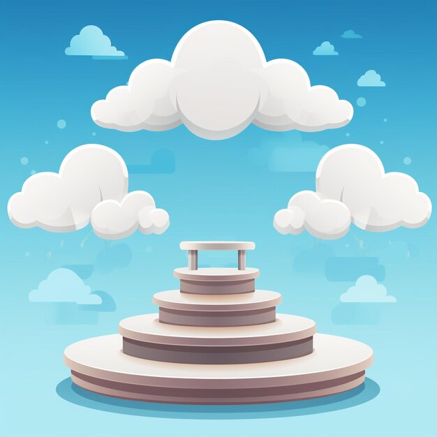 Photo free vector podium with clouds