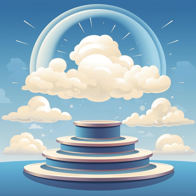 Free vector podium with clouds