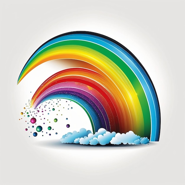 Free vector rainbow with clouds sticker Png