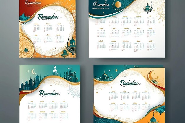 Foto progettazione gratuita di modelli di calendario vettoriale del ramadan