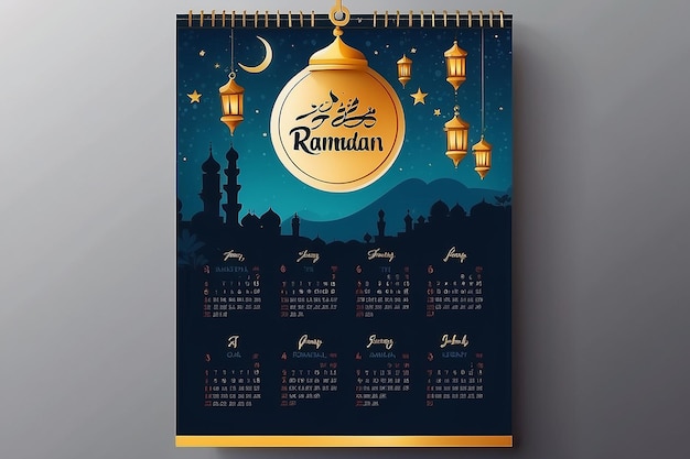 Foto progettazione gratuita di modelli di calendario vettoriale del ramadan