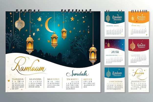 Foto progettazione gratuita di modelli di calendario vettoriale del ramadan