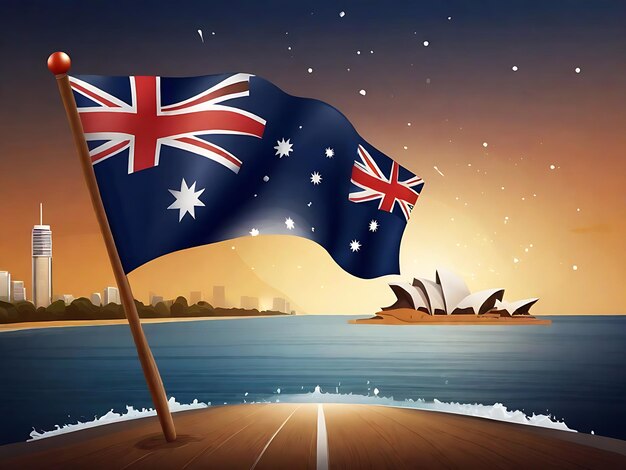 Free Vector Realistic Australia Day Concept with Text 26 January Australia Day