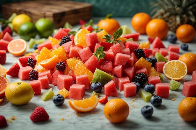 写真 スプレー画像と熟した熱帯の果物と一緒に自由なベクトル現実的なフチュイスジューススプラッシュバースト構成