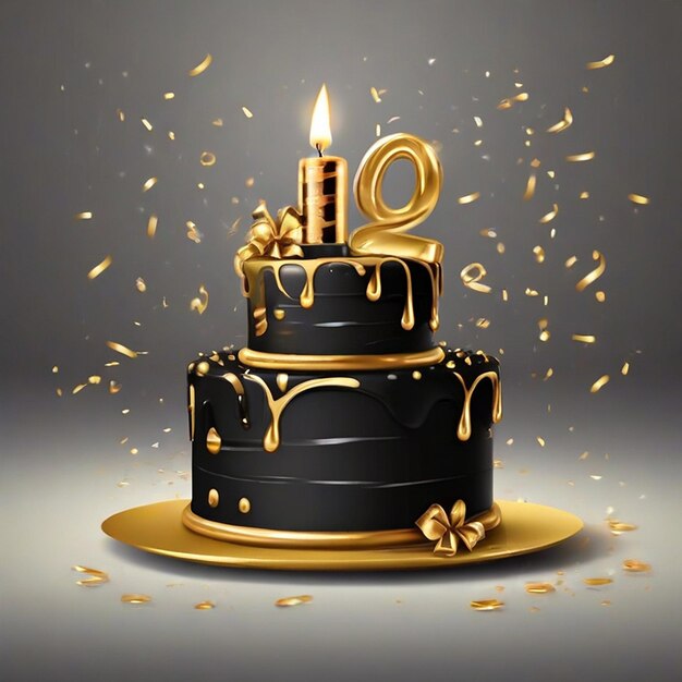 Free vector realistic happy birthday in black and golden