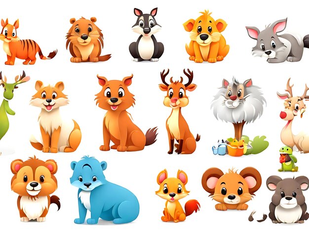 Free Vector Set Of Anthropomorphic Animals Images AI GENERATED
